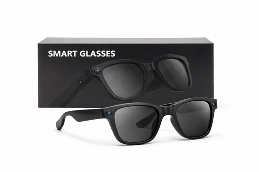 Sleek Black Smart Glasses with Integrated Camera