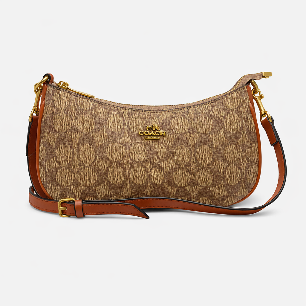 Classic Monogram Canvas Shoulder Bag with Leather Trim