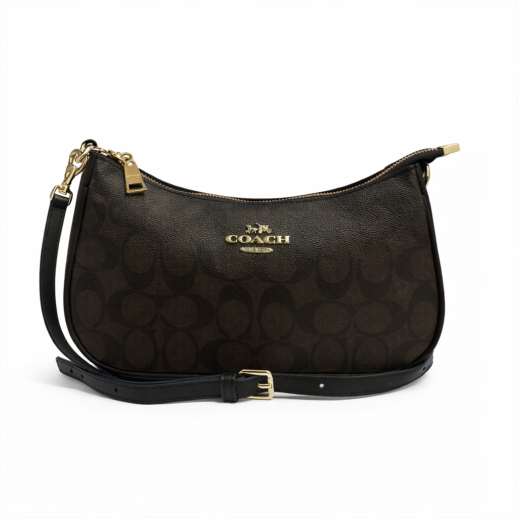 Signature Canvas Shoulder Bag with Gold-Tone Chain Strap