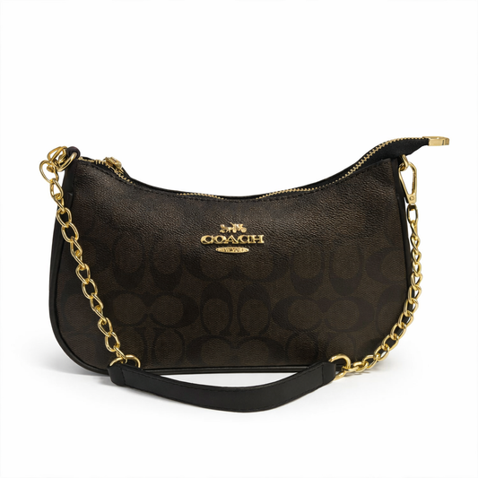 Signature Canvas Shoulder Bag with Gold-Tone Chain Strap