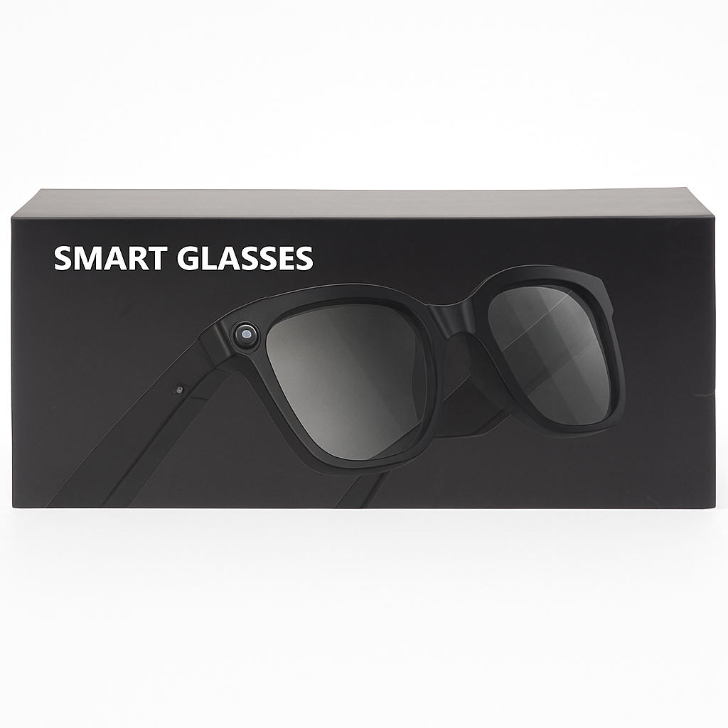 Sleek Black Smart Glasses with Integrated Camera