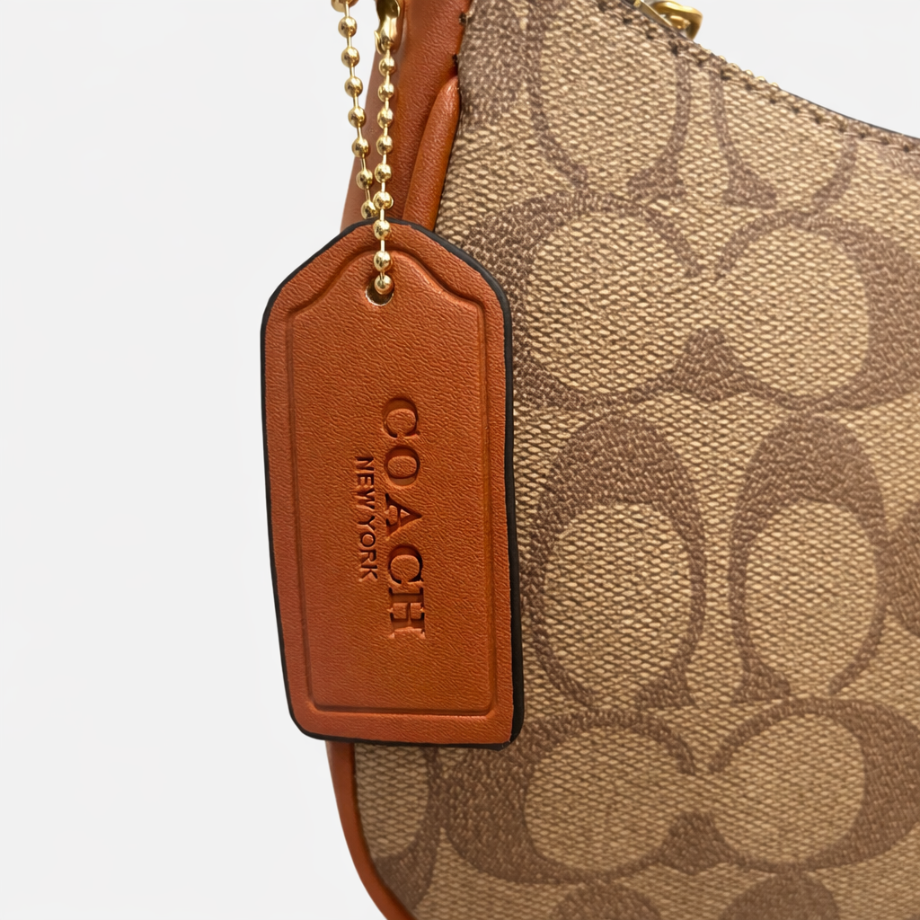 Classic Monogram Canvas Shoulder Bag with Leather Trim