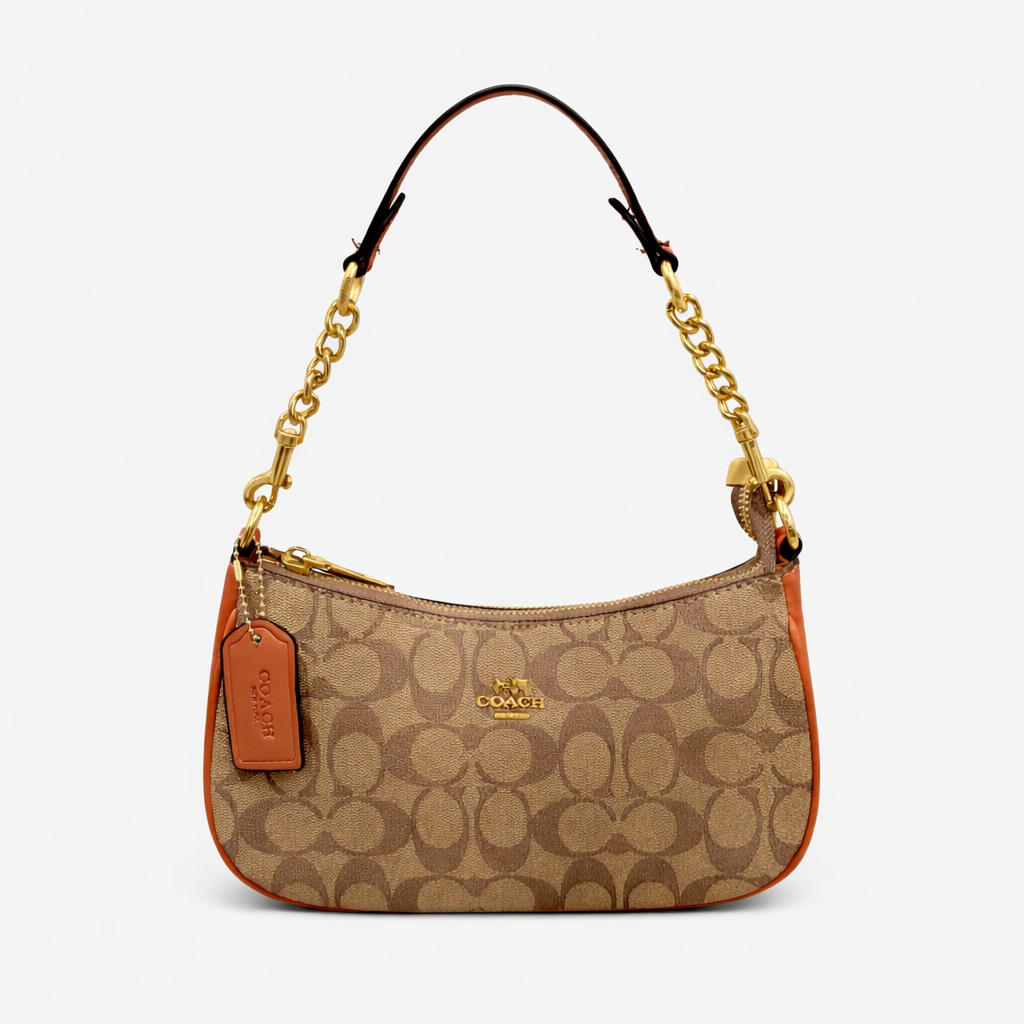 Classic Monogram Canvas Shoulder Bag with Leather Trim