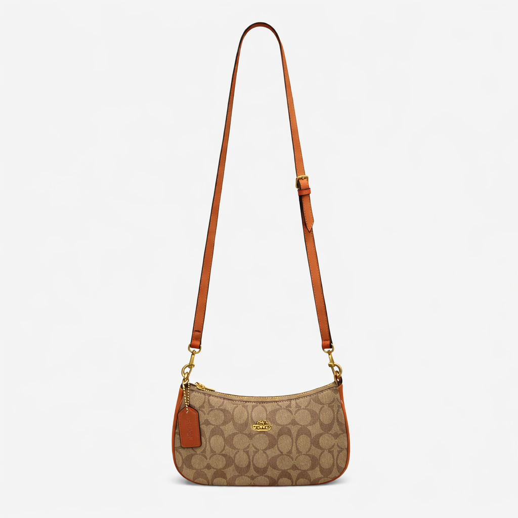 Classic Monogram Canvas Shoulder Bag with Leather Trim