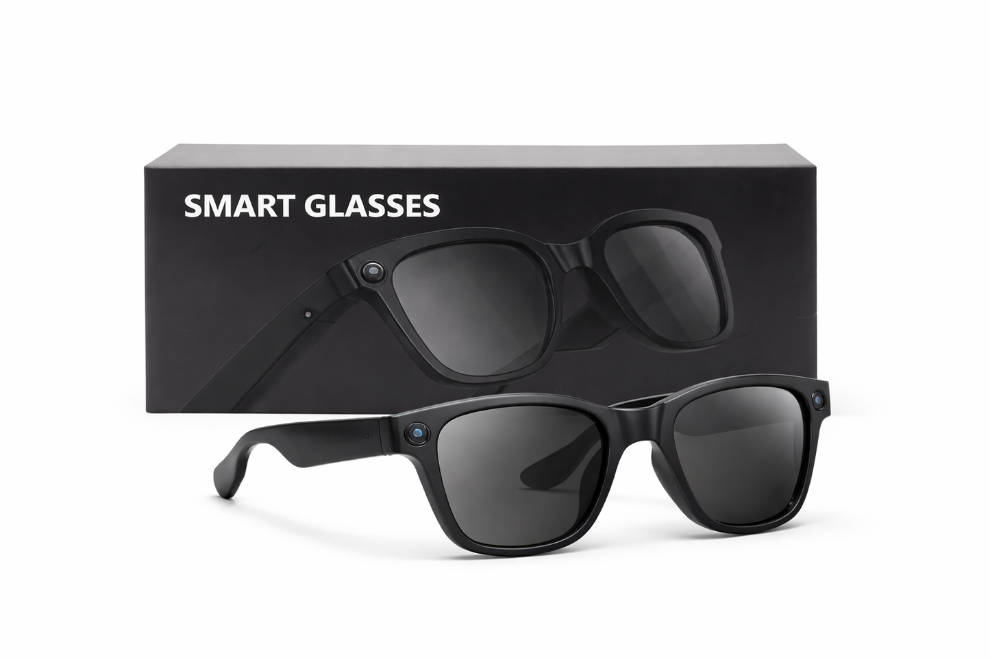 Sleek Black Smart Glasses with Integrated Camera