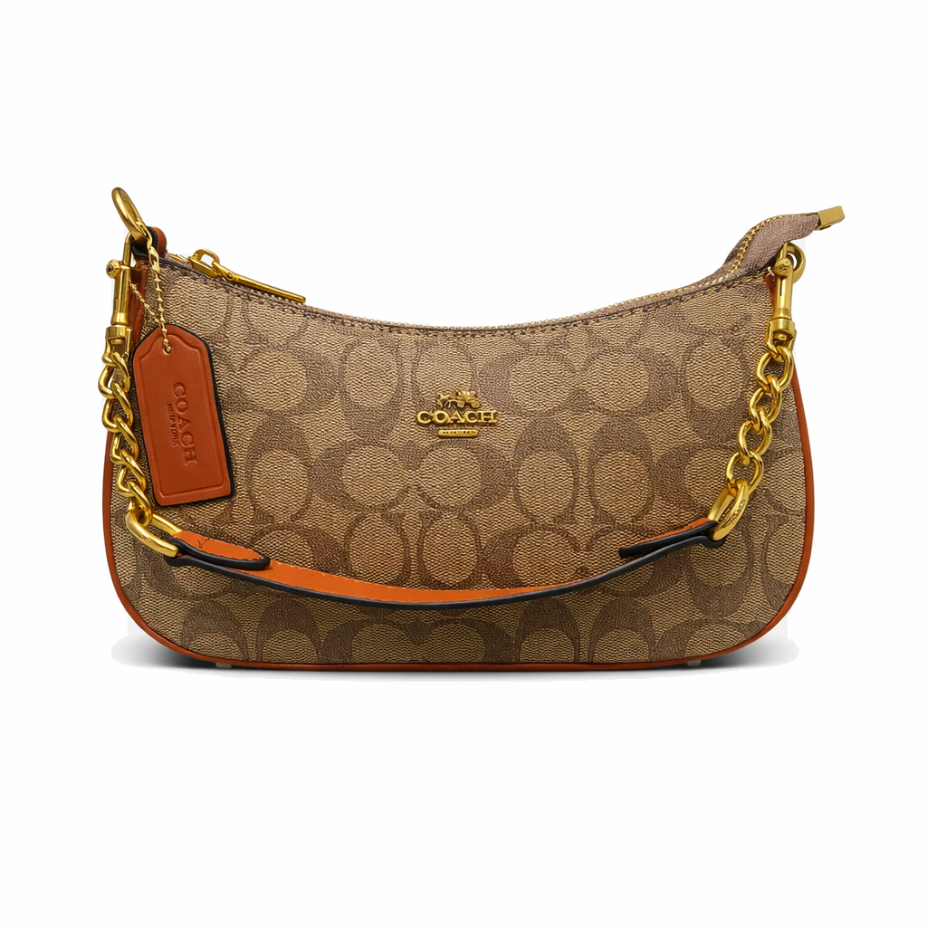 Classic Monogram Canvas Shoulder Bag with Leather Trim